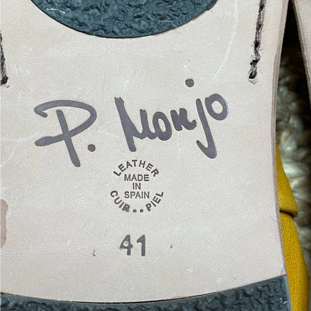 P Monjo Mule Slide Shoe Yellow Leather Slip On Sandals EU 41 - Picture 11 of 11